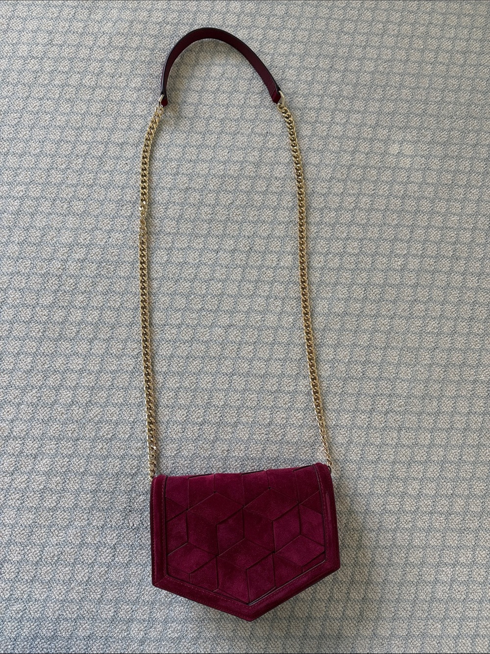 Welden Woven Suede Crossbody Bag in Burgundy
